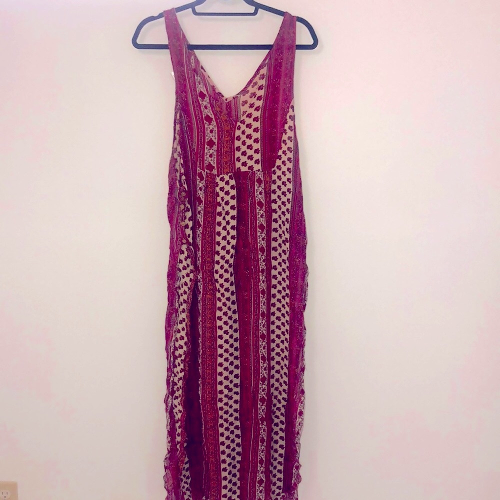 MinkPink Dress Kaftan One Sz Chic Festival Tunic Petite Floral Print Side Slits - Picture 2 of 7